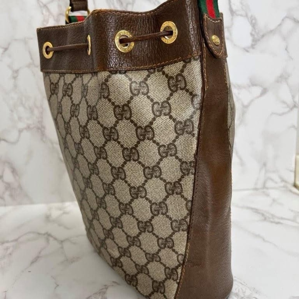 Vintage Gucci Monogram Small Drawstring Bucket - image 3